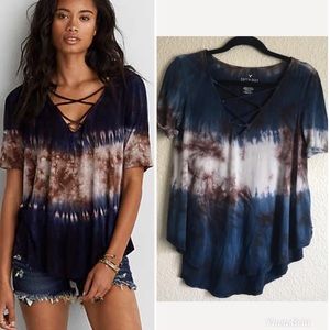 🖤Soft&Sexy Tie-Die Lace Up Tee🖤
